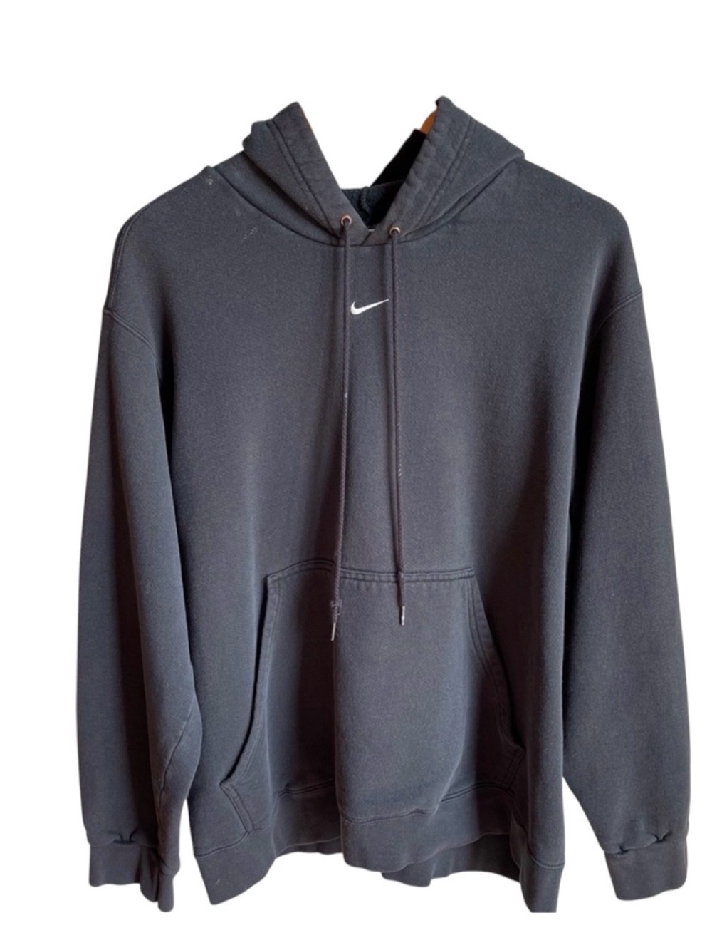 Vintage 90’s Y2K Nike Center Swoosh Black Hoodie Silver Tag Size Large